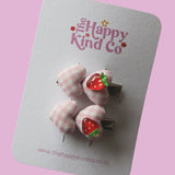 Pink Gingham Heart Stopper Clips