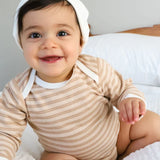 Organic Pique Stripe Long Sleeve Body Suit
