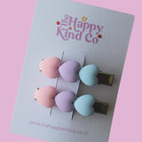 Triple Heart Stopper Clips - Pastel Unicorn
