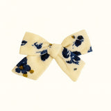 Kayla Bow Corduroy - Cream/Blue Floral
