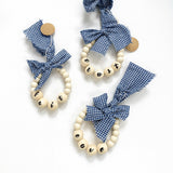 Bead Wreath Hangers - Dark Blue Gingham