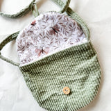 Corduroy Bag with Strap - Light Green
