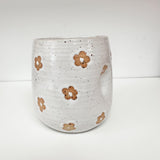 Handmade Pottery Round Tumblers- Daises