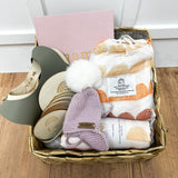 Hello Baby Woven Flax  Gift Basket - Girl