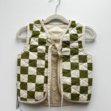 Reversible Quilted Vest - Sage Squares