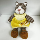 Whimsical Hand-Knitted Cotton Cat: A Unique Treasure