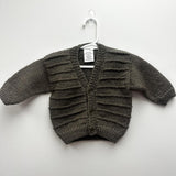 100% Wool Brown Cardigan A4 - 3-6M