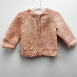 100% Wool Apricot Cardigan A28 - 6-12M