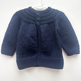 100% Wool Navy Cardigan A14 - 6-12M