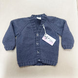 100% Wool Charcoal Cardigan A24 - 1-2Y