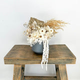 Petite Dried Flower Pot- Dusty Blue + Natural