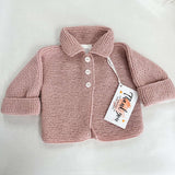100% Wool Pink Cardigan A38 - 0-3M