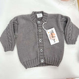 100% Wool Grey Cardigan A36 - 6-12M