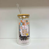 Glass Tumbler with Straw -Iced Coffee Touring Daily