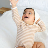 Organic Pique Stripe Long Sleeve Body Suit
