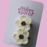 Coffee & Cream Knitted Bloom Clips