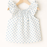 Butterfly Top -White with Blue Pansy