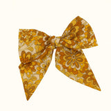 Kayla Bow Cotton - Mustard Retro Floral