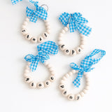 Bead Wreath Hangers - Light Blue Gingham