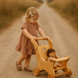 Wooden Pram with Heart Shape