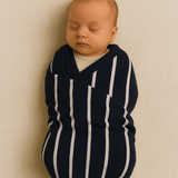Merino Wrap -Navy Stripe