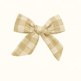 Kayla Bow Linen - Bone Gingham