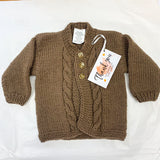 100% Wool Brown Cardigan A56 - 3-6M