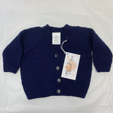100% Wool Navy Cardigan A57- 0-3M
