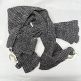 Possum/Merino/Silk Keyhole Scarf with Matching Fingerless Mitts - Natural/Indigo