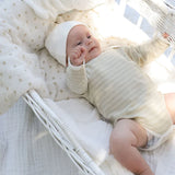 Organic Pique Stripe Long Sleeve Body Suit