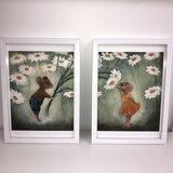 Field Mice Daisy Print Set - Framed
