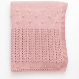 Handknitted Merino Blanket - Soft Pink