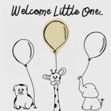 Welcome Little One - Black with pale yellow balloon