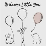 Welcome Little One - Black with dusty pink balloon