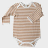 Organic Pique Stripe Long Sleeve Body Suit