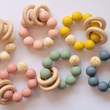 Silicone + Beech Wood Teether Rings - Star