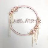 40cm Little Miss Dried Floral Hoop - Blush Pink/White