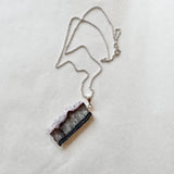 Amethyst Side Slice Pendant with Sterling Silver Chain