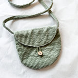 Corduroy Bag with Strap - Light Green