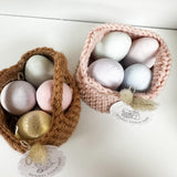 Chalk Eggs in Handmade Crochet Basket