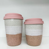 Handmade Keep Cups - Speckled White/ Blush Pink