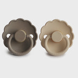 Frigg Daisy Pacifier Silicone or Rubber - Croissant/Portobello