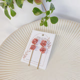 Aria/Blush Roses + Gold Bar Dangle/Handmade Clay Earrings