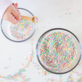 Sensory rice surprise jar- Pastel rainbow mix