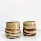 Handmade Pottery Round Dimpled Tumblers - Marbled Tan