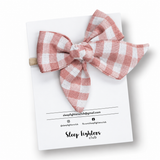 Kayla Bow Linen  - Pink Gingham