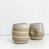 Handmade Pottery Round Dimpled Tumblers - Grey Beach Dunes