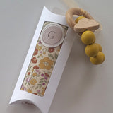 Mustard Floral Bib + Silicone Teether