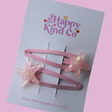 Shiny Starfish Clips - Pink