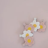 Applique Flower Single Clips -Soft White With Marigold Centre